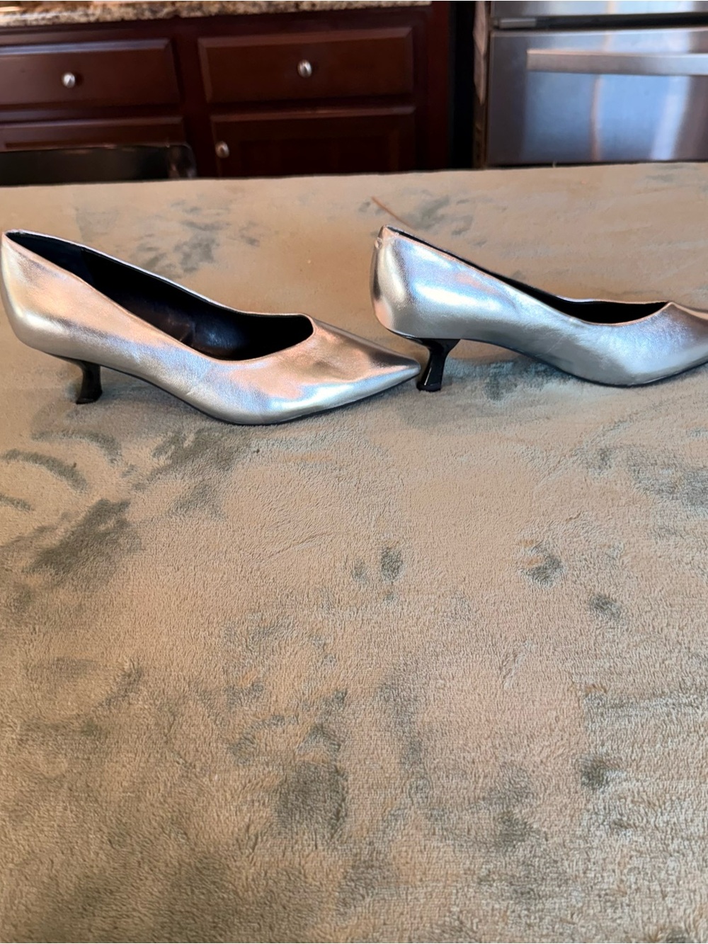 Sanctuary Silver Metallic Pointed Toe Kitten Heel Pumps Women’s Size 8M - Picture 2 of 12